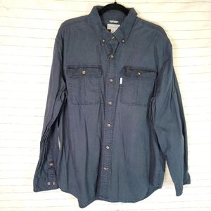 CARHARTT RELAXED FIT NAVY BLUE BUTTON UP, SZ XL